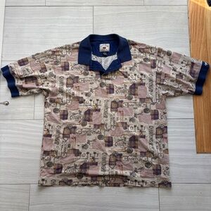 Champs Graphic Polo Shirt - Navy and Beige